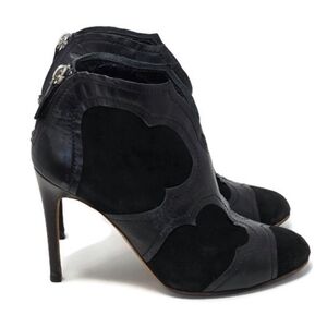 Rupert Sanderson Leather & Suede Trim Stiletto Booties Black 37